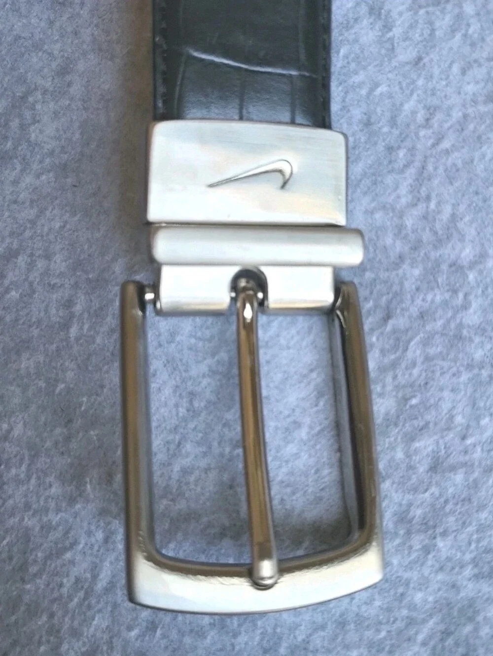 Nike Reversible Belt 38 Black Brown Genuine Bonded Leather Aligator Pattern